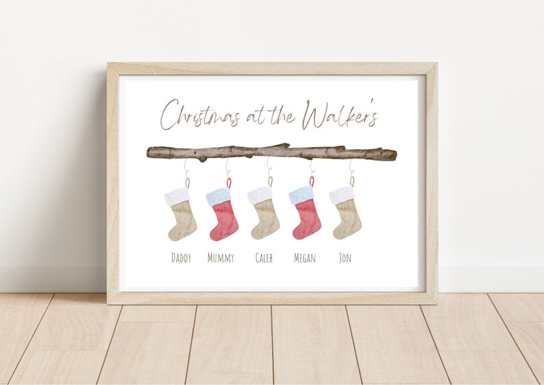 Personalised Christmas Print Christmas Stocking Family print Personalised Print Family Christmas Print Christmas gift Family xmas image 2