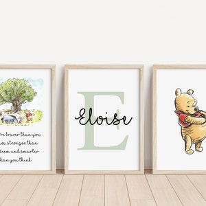 Set of 3 Winnie the Pooh Personalised Name Print | Winnie the Pooh nursery | New baby gift | Winnie the Pooh quote print | Personalised baby