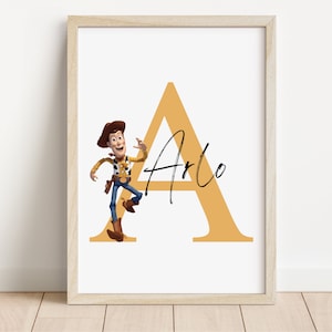 Impresión de nombre personalizada de Toy Story / Habitación de Toy Story / Toy Story personalizada / Habitación infantil / Woody / Buzz Lightyear / Decoración infantil