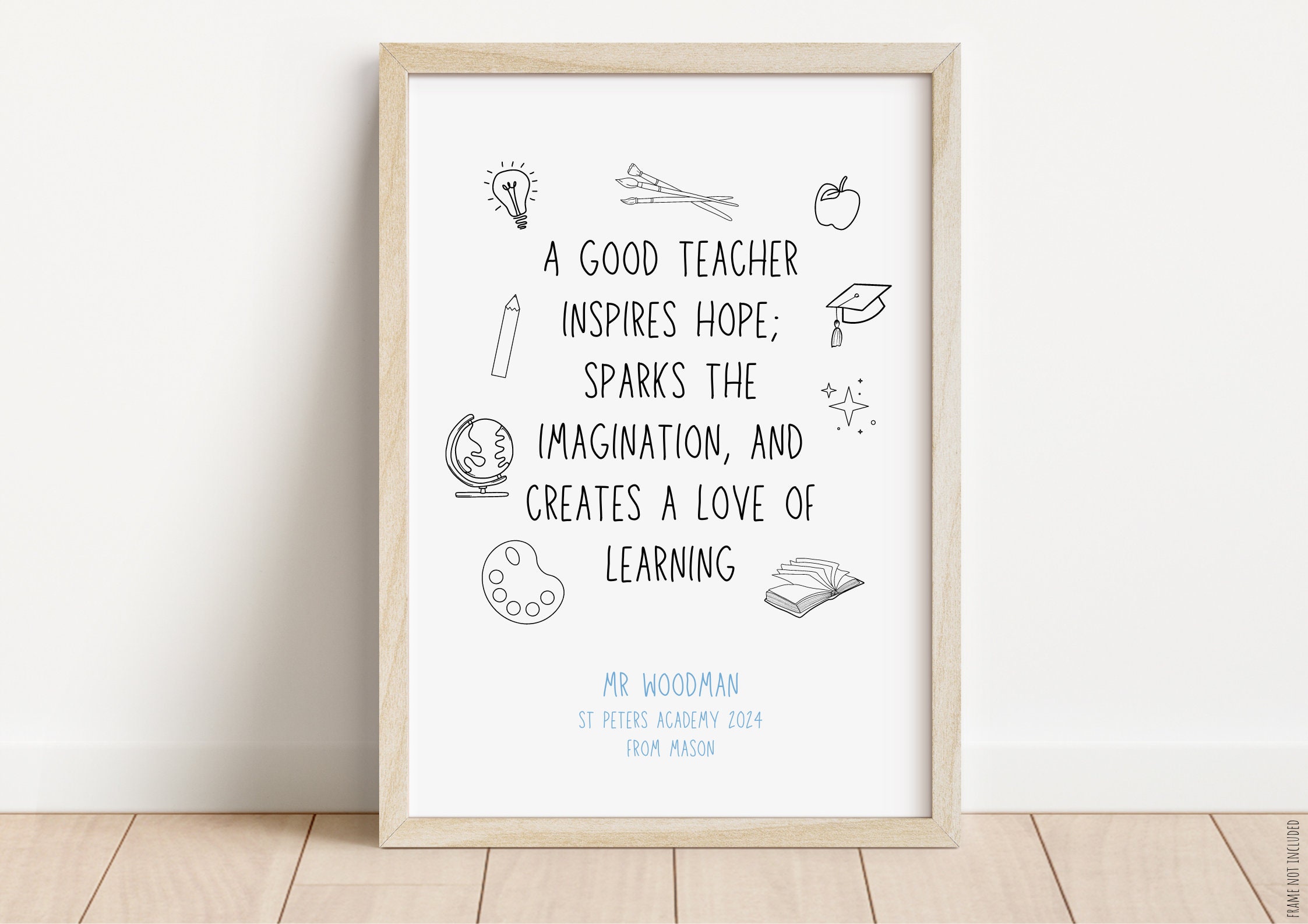 Personalised Teacher Thank You Print | Teacher Thank You Card | End of ...