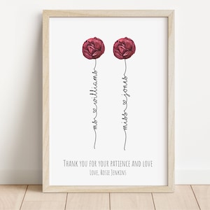 Personalised teacher thank you print | Teacher gift | End of school year gift | School nursery | Class gift | Teacher personalised print