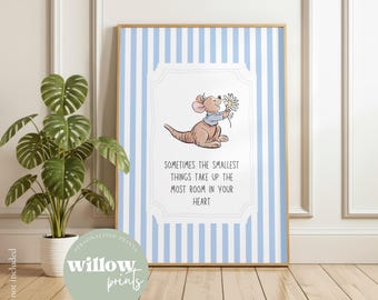 Winnie the Pooh Vintage gestreifter personalisierter Namensdruck | Winnie Puuh Kinderzimmer | Neues Baby Geschenk | Winnie the Pooh |Personalisierter Babydruck