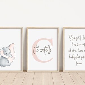 Set of 3 Dumbo Personalised Name Print | Dumbo disney nursery | New baby gift | Dumbo quote print | Don't just fly, soar | Personalised baby