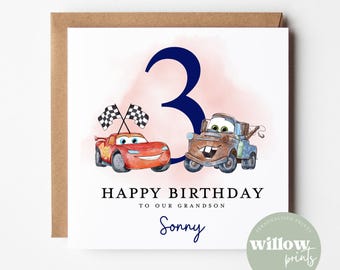 Cars Disney Birthday Card | Personalised Card | Cars Children Party | Cars Disney | Lightening McQueen card | Birthday card personalised