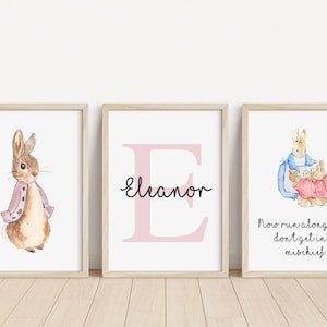 Set of 3 Peter Rabbit Personalised Name Print | Beatrix Potter Name prints | Nursery Prints | New Baby Gift | Bedroom Art | Nursery Decor |