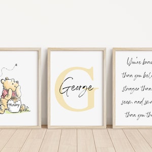 Set of 3 Winnie the Pooh Personalised Name Print | Winnie the Pooh nursery | New baby gift | Winnie the Pooh quote print | Personalised baby