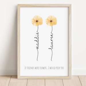 Personalised Friendship Print | Personalised flower print | Friendship gift | If friends were flowers | Friend birthday gift | Best friend