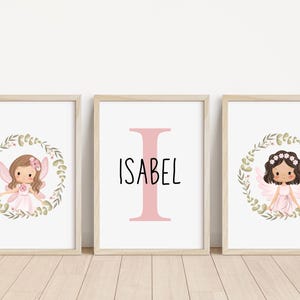 Set of 3 Fairy Personalised Name Print | Fairy Theme Bedroom Nursery Artwork | Fairy Artwork | Girl bedroom prints | Magical fairy prints |