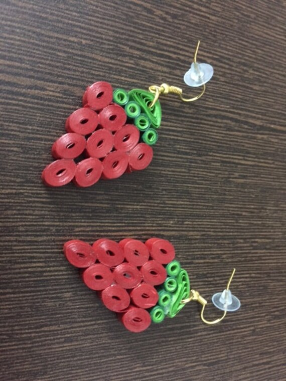 Paper Quilled Earrings Strawberry Earrings Fruit Earrings Etsy