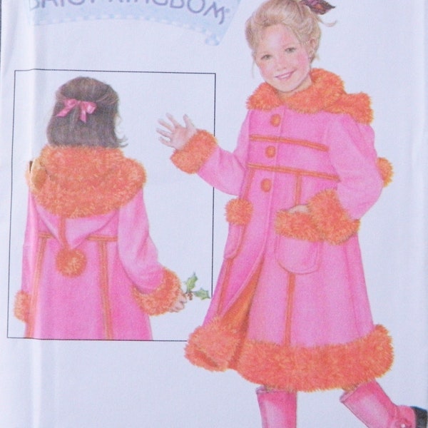 Child's Fleece Coat with Detachable Hood - Daisy Kingdom; Simplicity uncut sewing pattern 4515 girls' size 3-4-5-6