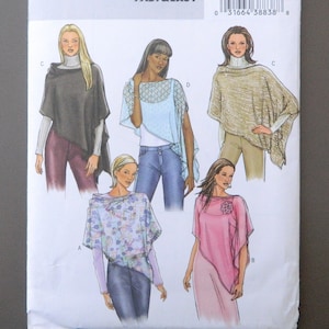 Cover UP Poncho & Flower - 3 length variations; uncut Butterick sewing pattern B4356 sizes Sml-Med