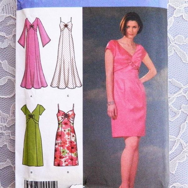 Cocktail Dress Pattern - Floor or knee length; straps, long or short sleeves; Cocktail dress; Uncut Simplicity sewing pattern 4578 size 6-12