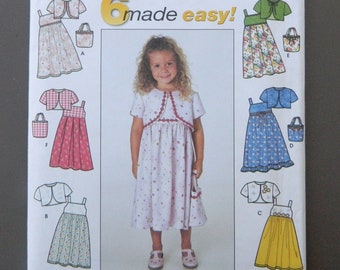 Sundress, Jacket & Purse - full gathered skirt with lined bodice; uncut Simplicity 6 Made Easy! 9051 girl's size 3, 4, 5, 6, 7, 8