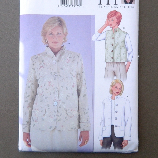 Jacket & Vest - loose-fitting, lined; uncut Butterick Today's Fit sewing pattern 3013 bust 38" - 55"