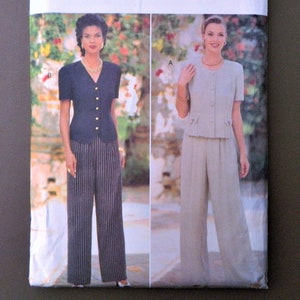 1990s Top & Pants - loose-fitting top with princess seams; wide legged pants; Donna Ricco; Butterick uncut sewing pattern 4004 size 12 - 22