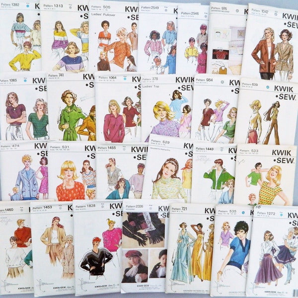 Kwik Sew Patterns - choose from shirts, tops, sweatshirts, jackets, pants, dress, cardigan, accessories, skirt, baby and nursery items