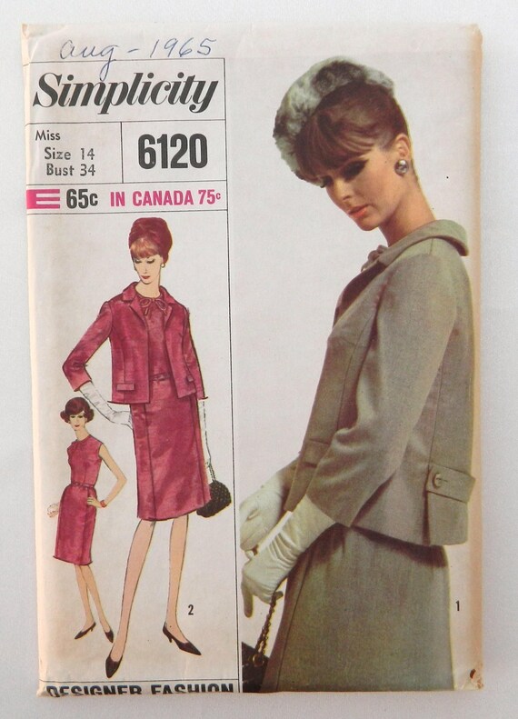 Dress Jacket Pattern Mid Century 1960s Mod One Piece Etsy