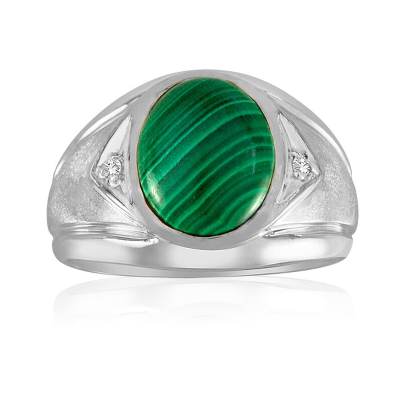 Gold Malachite Ring Men's Malachite Ring 925 Sterling Etsy