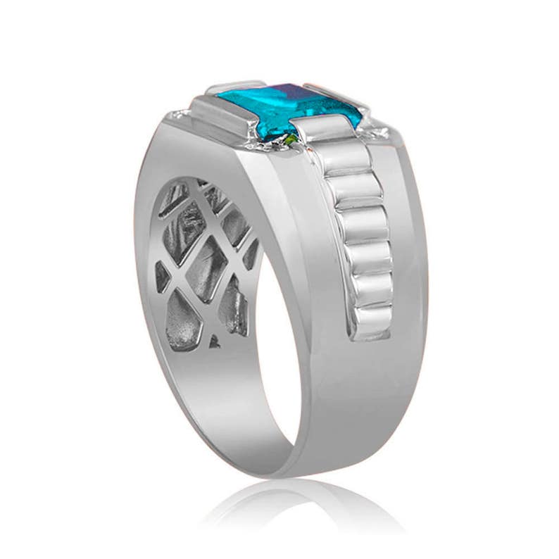 Mens Silver Ring Topaz and Diamonds Etsy