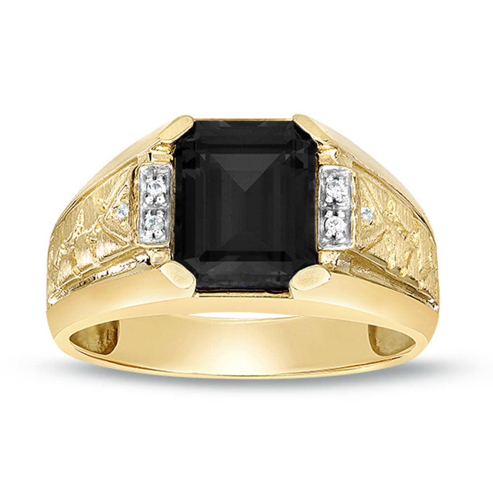 Valentine Gift For Him Yellow Gold Ring Natural Black Etsy