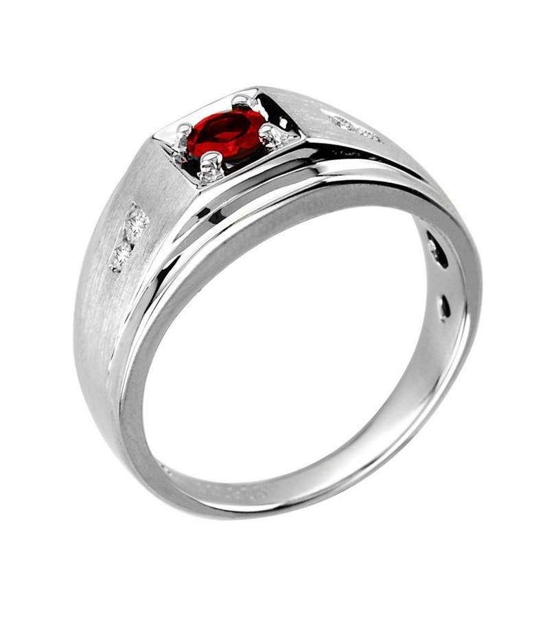 Men's 5x5mm Round Ruby Ring in Sterling Silver Etsy