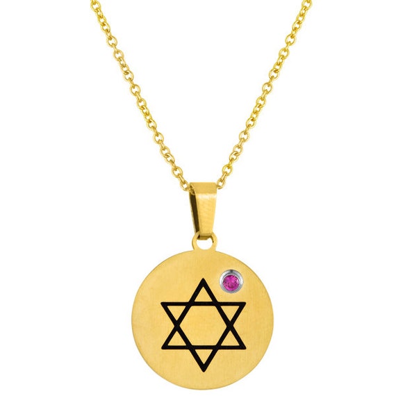 Star of David With Birthstone Necklace 