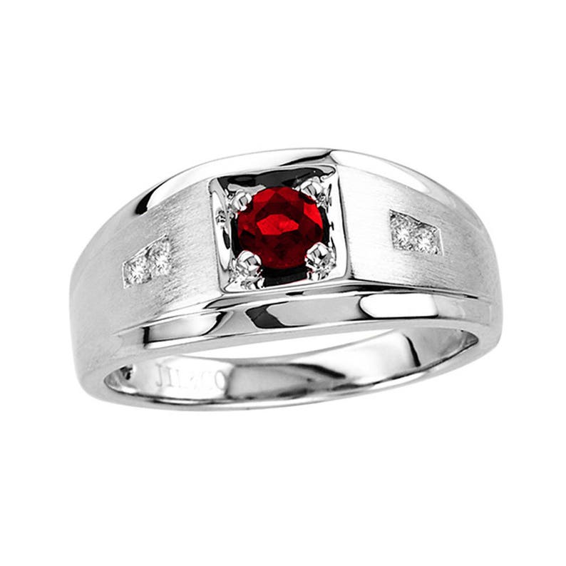 Men's 5x5mm Round Ruby Ring in Sterling Silver Etsy