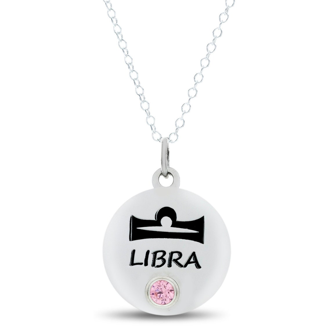 Libra Necklace Libra Symbol Charm Necklace Sterling Silver Etsy