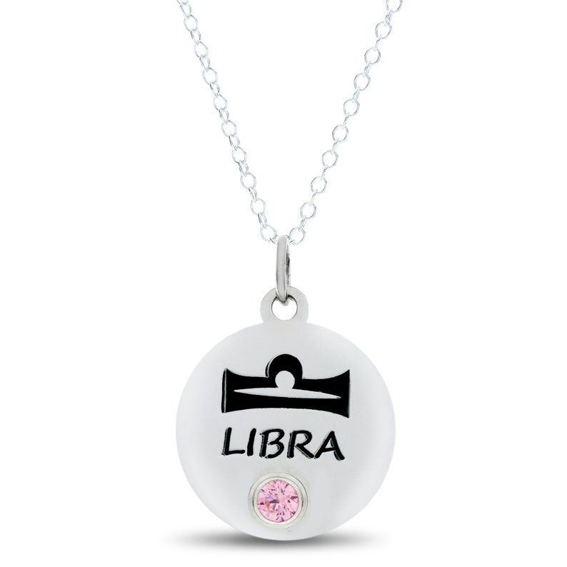 Libra Necklace Libra Symbol Charm Necklace Sterling Silver Etsy