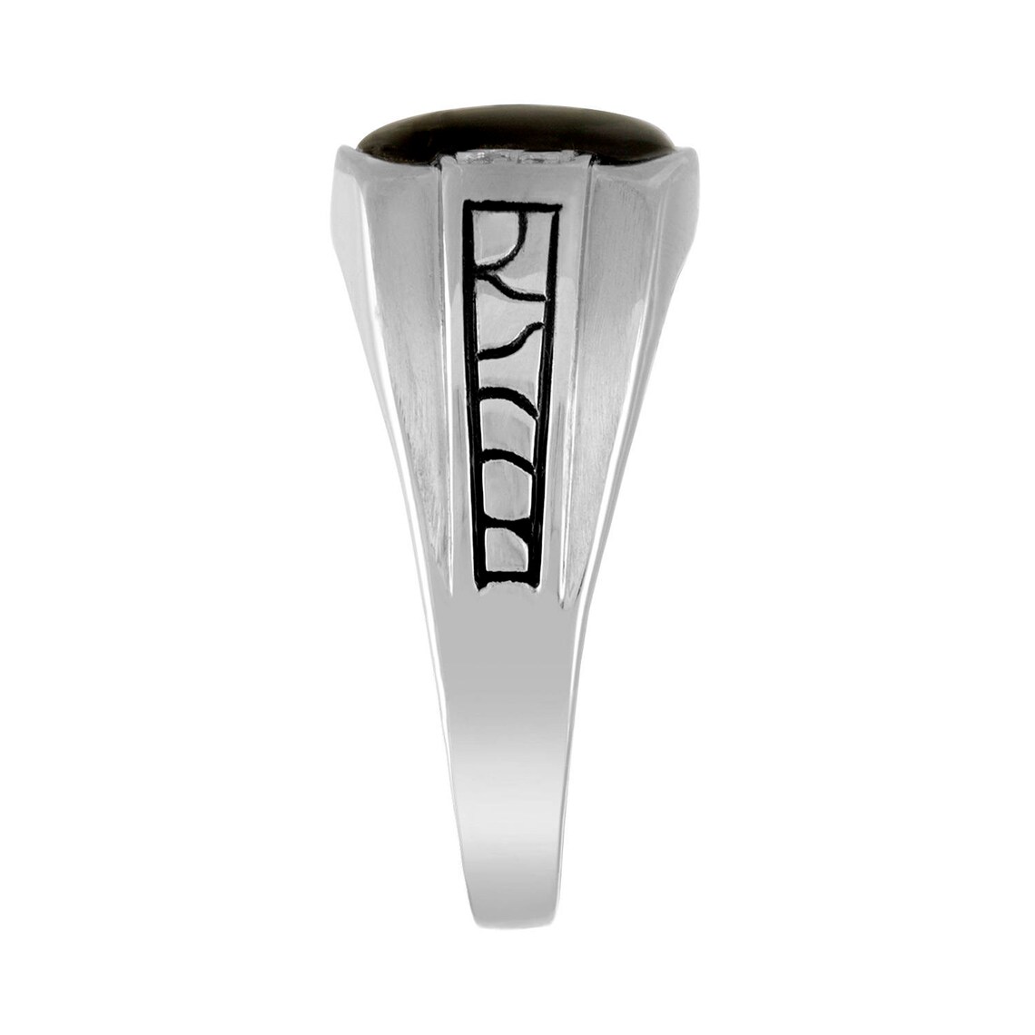 Men's Silver Ring Onyx and Diamonds Etsy