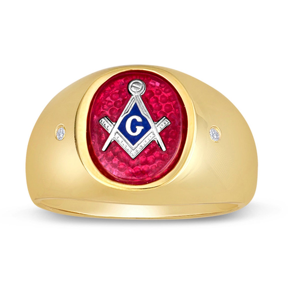 Men's Masonic Ring 925 Sterling Silver 14K Gold Plated Etsy