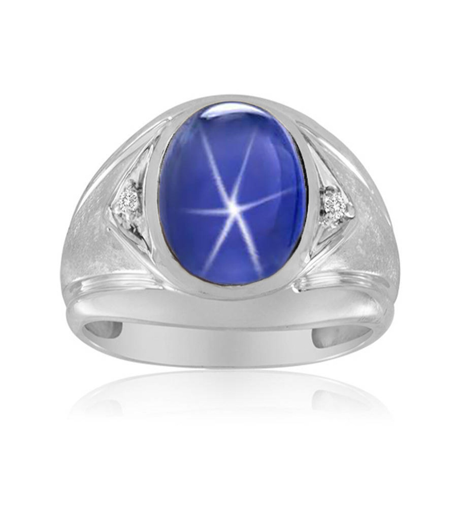 Blue Star Sapphire Mens Ring Gemstone Ring Men Oval - Etsy