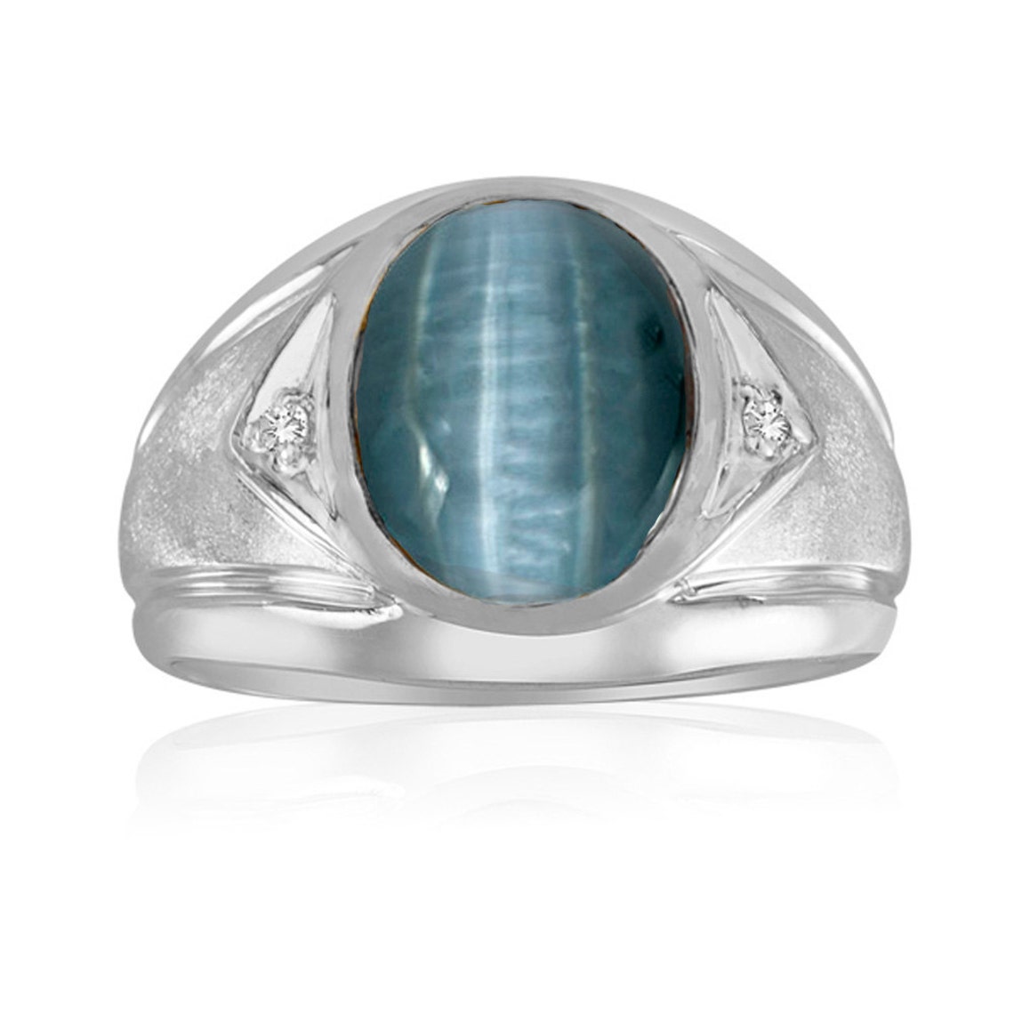 Cat's Eye Ring 10K White Gold Ring Men's Etsy