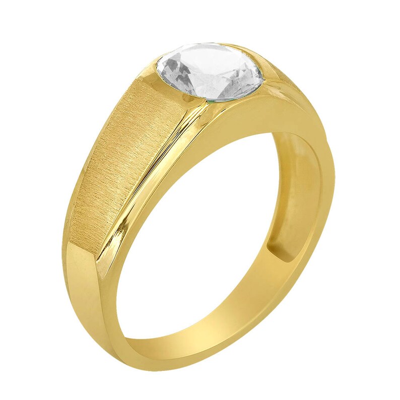 10k Yellow Gold White Topaz Ring Promise Ring Men's Etsy