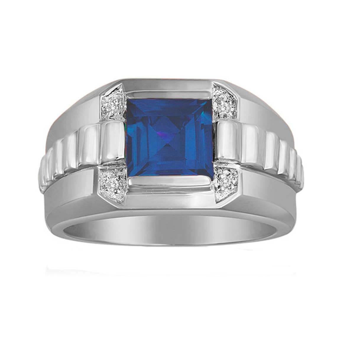 Men's Sapphire Ring in Sterling Silver With Genuine Etsy