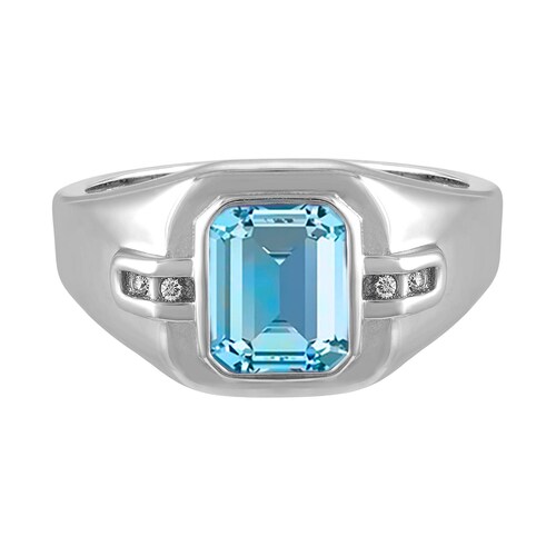 Men's Sterling Silver Aquamarine Ring Sterling Silver Etsy
