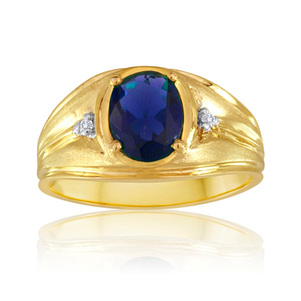 8 10k Yellow Gold Syntetic blue gemstone ring ajr65 Size