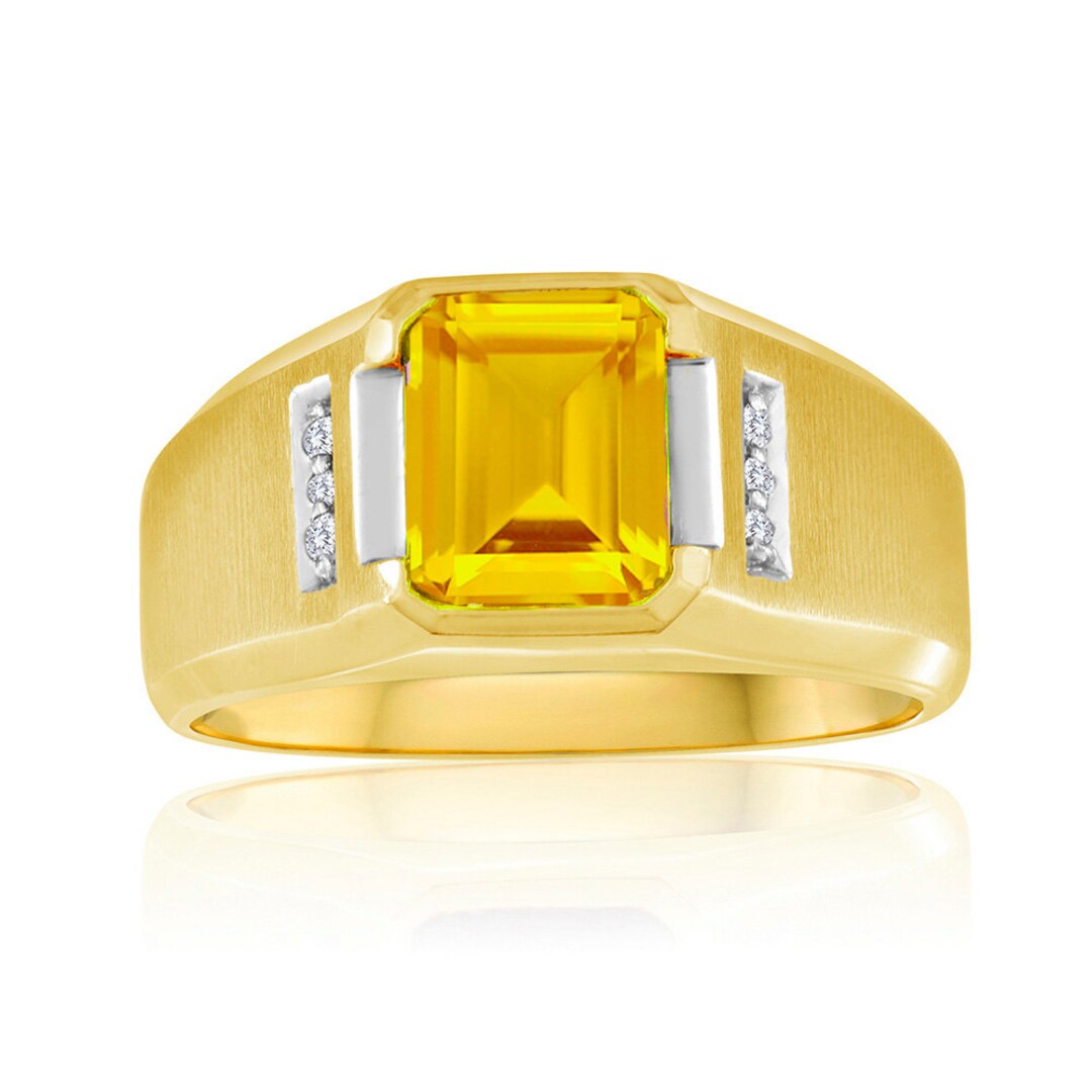 10K Gold Ring Natural Citrine and Diamonds - Etsy