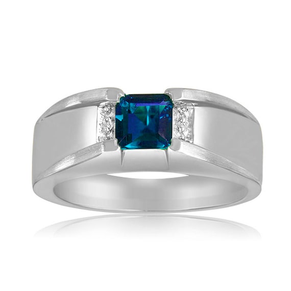 Balu Saphir Herren Ringe Silberring Hochzeit Sapphire Ring Schmuck 17.5-20.5mm 