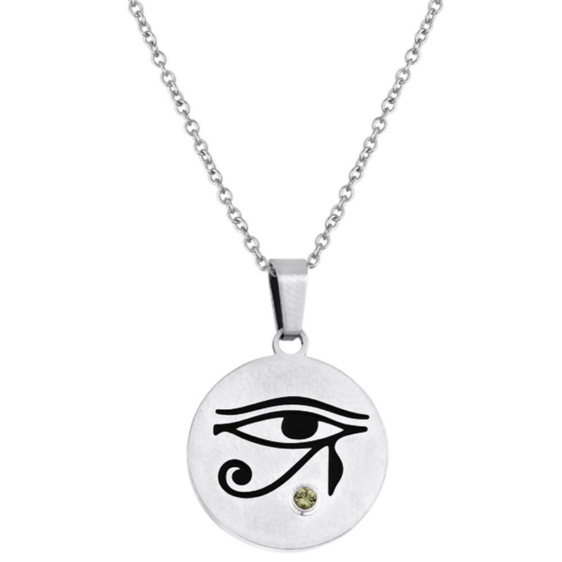 Evil Eye Disc Pendant With Personalized Birthstone