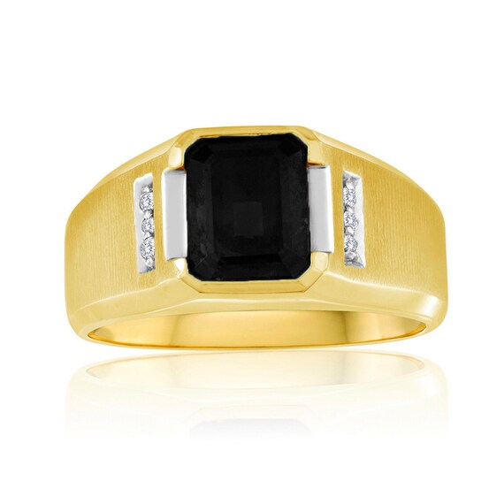 Men S 10k Gold Natural Black Onyx Signet Ring Men S Etsy
