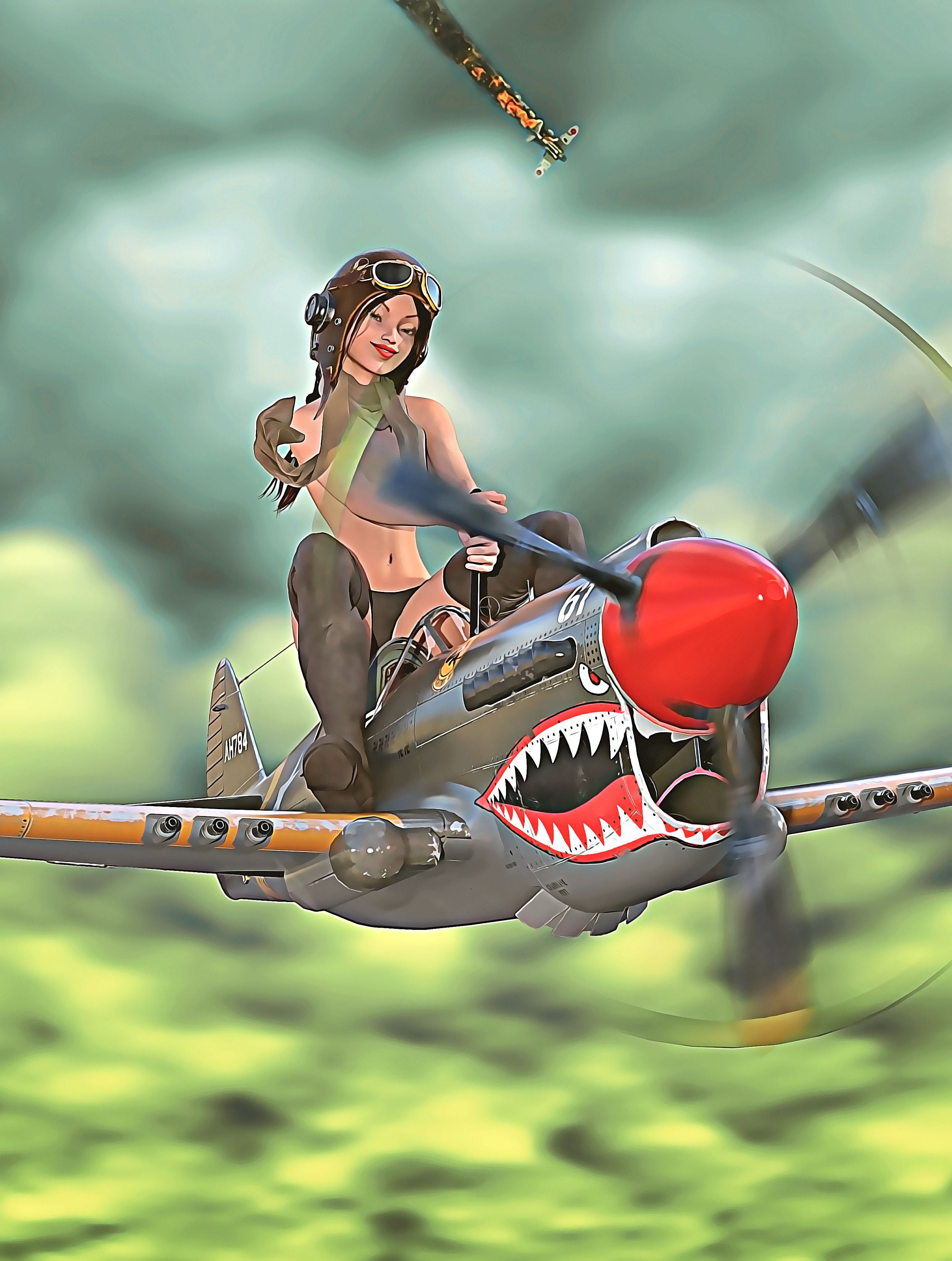 9-x-12-inch-pin-up-girl-on-a-plane-wwii-metal-sign-etsy