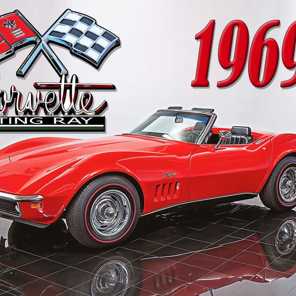 9 x 12 inch 1969 Chevrolet Corvette metal sign