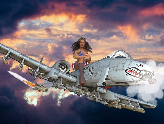 Pin up Riding an A10 Warthog Metal Sign - Etsy Denmark