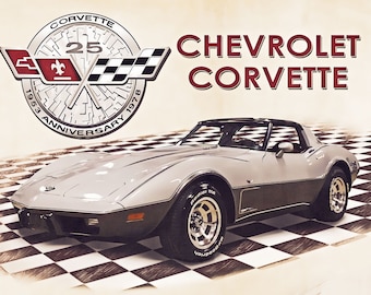 9 x 12 inch 1978 25th Anniversary Corvette metal sign