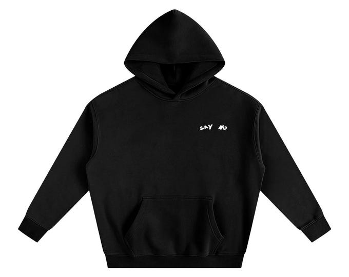 Say No To Fascism Black + Green Logo Oversize Fleeced Hoodie