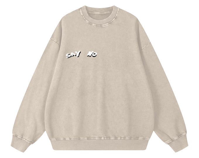 Say No Acid Wash Oversize Sweatshirt
