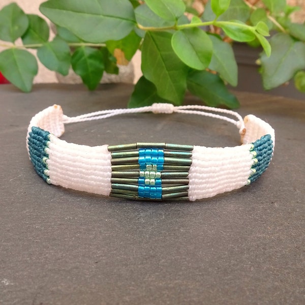 Bohemian chic bracelet miyuki beads and macrame woven hippy jewelry friendship brazilian bracelet