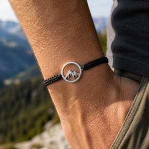 Armband för bergsvandring, armband i rostfritt stål, vänskaps- och äventyrspresent för män eller kvinnor
