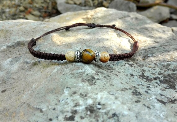 Bracelet fin homme corde noire billes argent 925 - Fury J